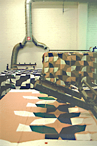 fabrics in the silkscreen workshop