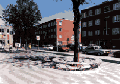 frontarea of the  school with bench (circle)