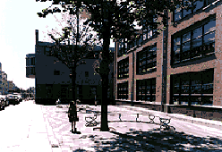 frontarea of the  school with bench (broken circle)